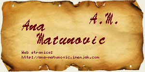Ana Matunović vizit kartica
